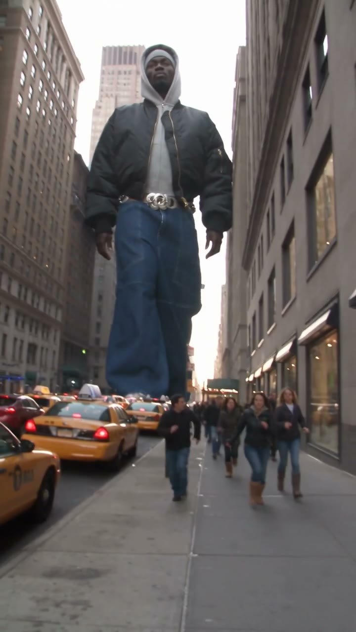 City Giant AI reference showing a city-scale visual effect starring your character